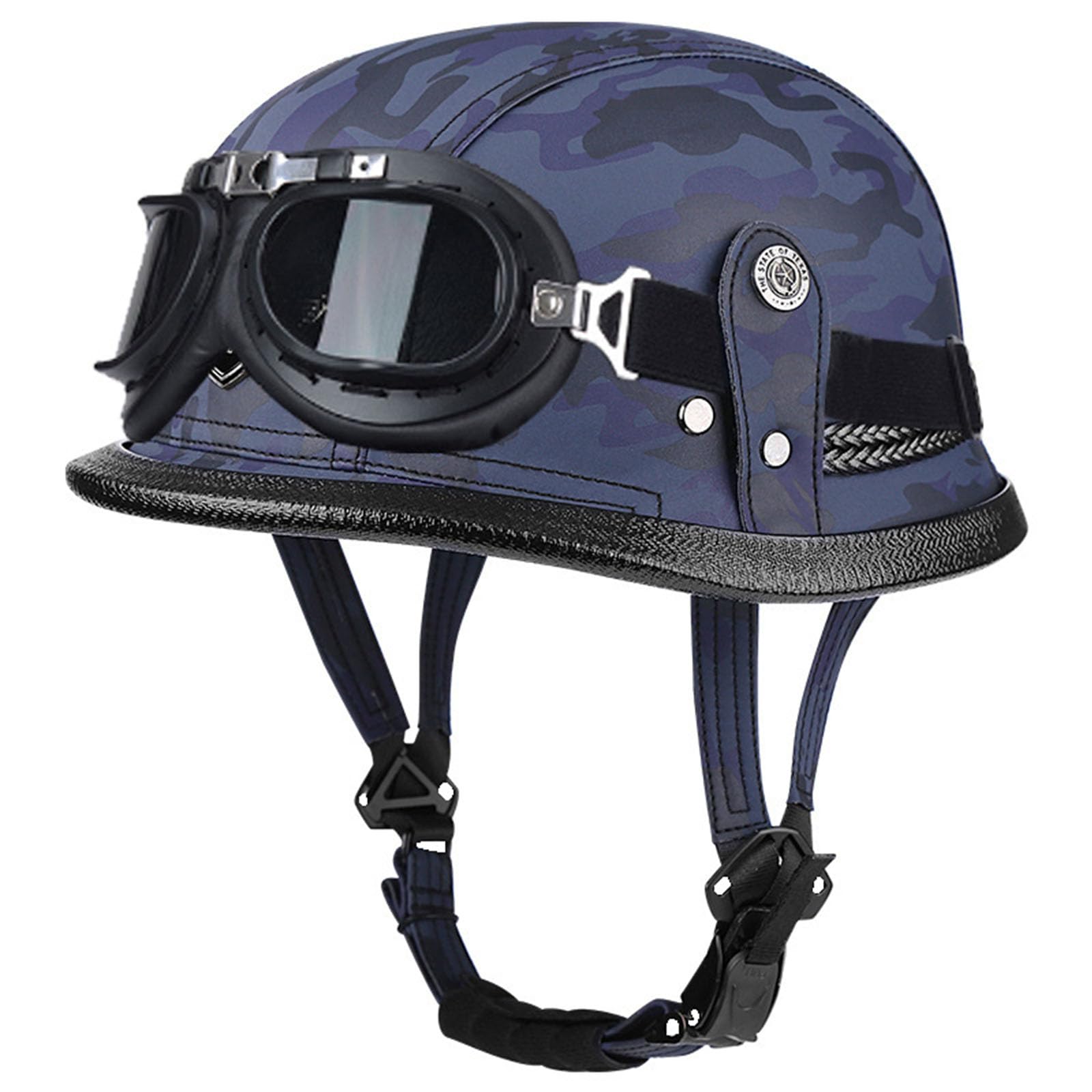 Halbhelm, Retro-Motorrad-Halbhelm Mit Offenem Gesicht, ECE-zugelassener Halbschalen-Cruiser-Hubschrauber-Roller-Helm, Leichter Jet-Helm, Erwachsene, Herren, Damen, Reithelm von GHHTHEN