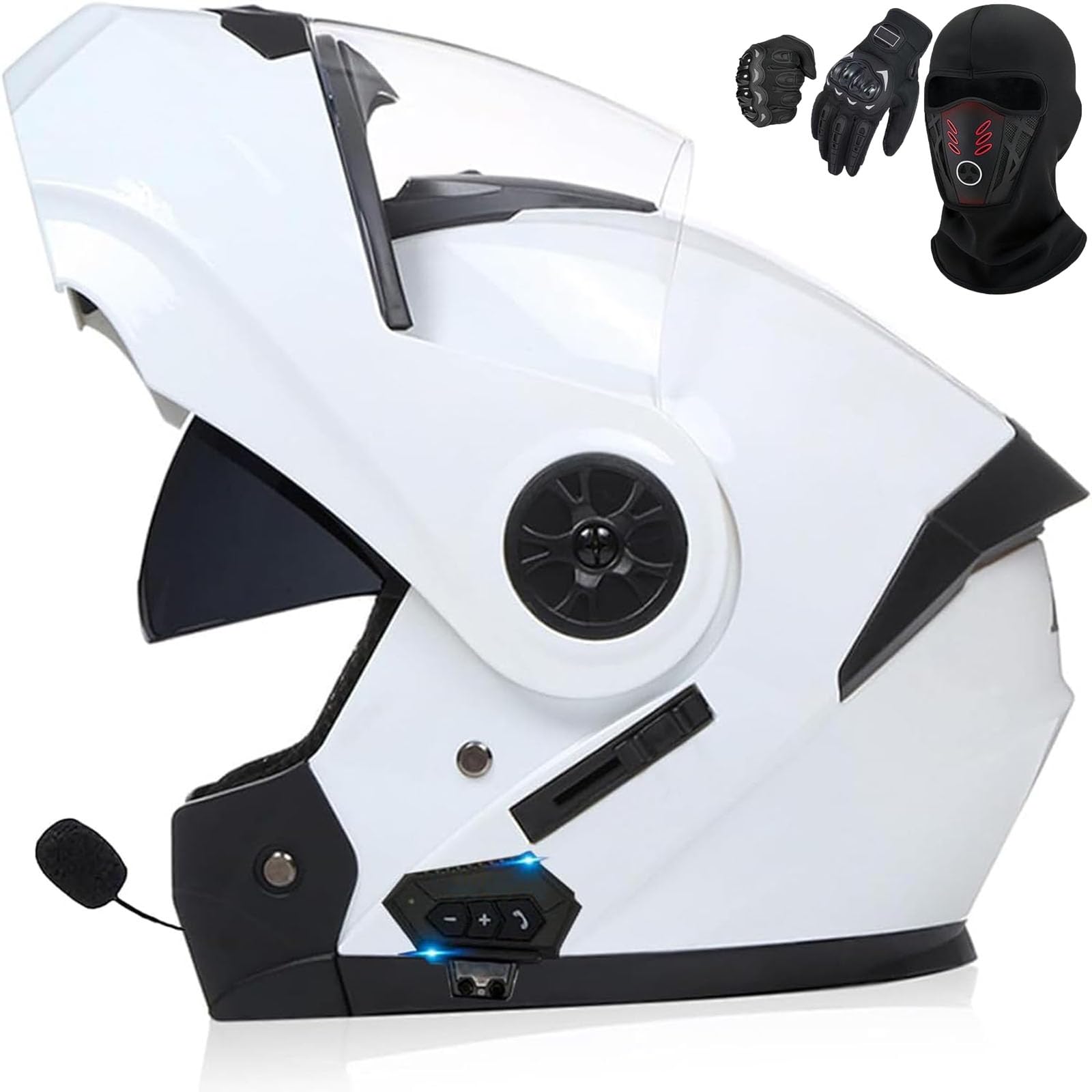 Hohe Qualität Helm ECE Zertifiziert Integralhelm mit Doppelvisier Motorradhelm mit Antibeschlagvisier Klapphelm mit Bluetooth Klapphelm mit Sonnenblende vorbereitet Motorrad Full Face Helm von GHHTHEN