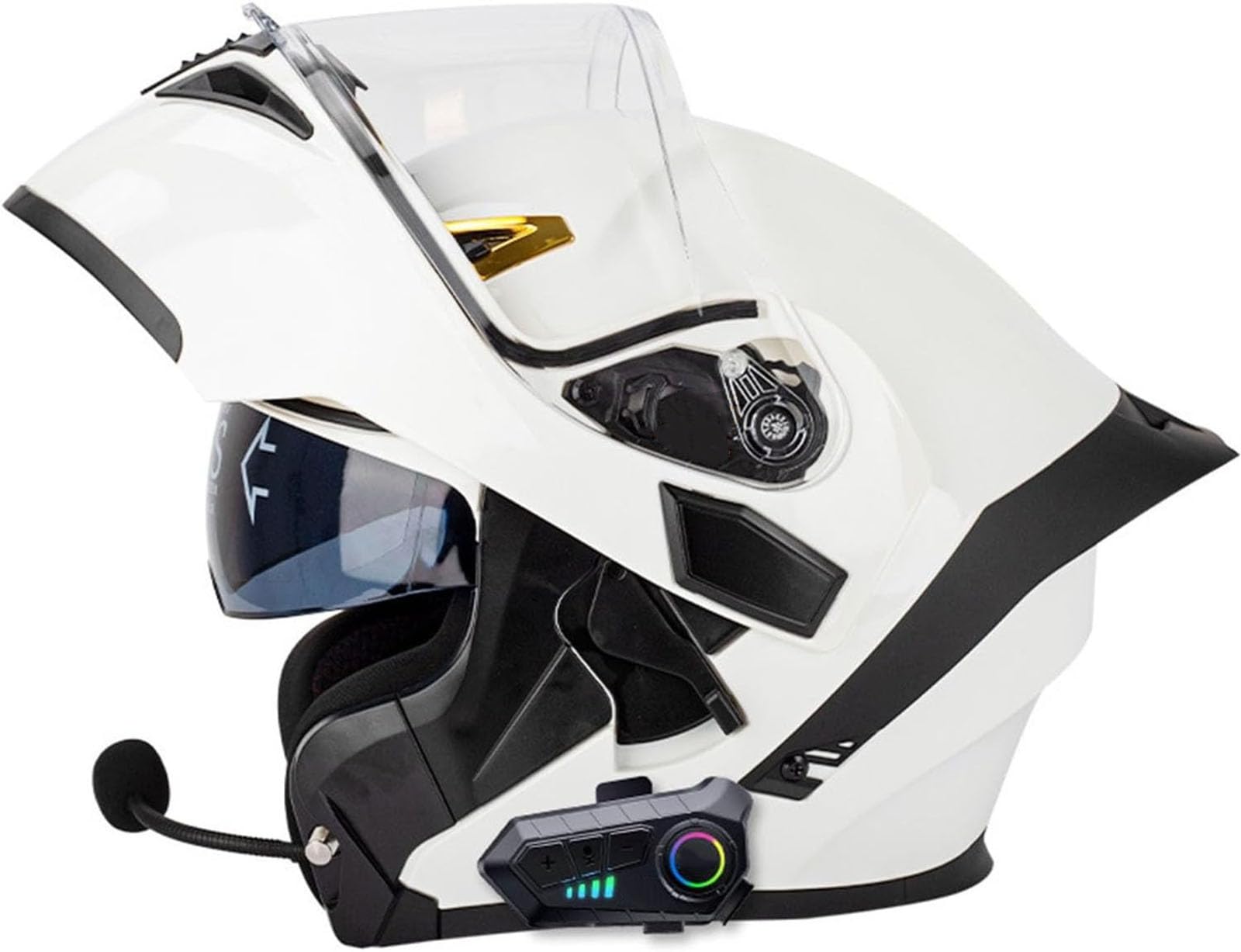 Hohe Qualität Helm Motorrad Full Face Helm mit Eingebautem Mikrofon für Reaktion Klapphelm mit Sonnenblende vorbereitet Integralhelm mit Doppelvisier Klapphelm mit Bluetooth ECE Zertifiziert von GHHTHEN