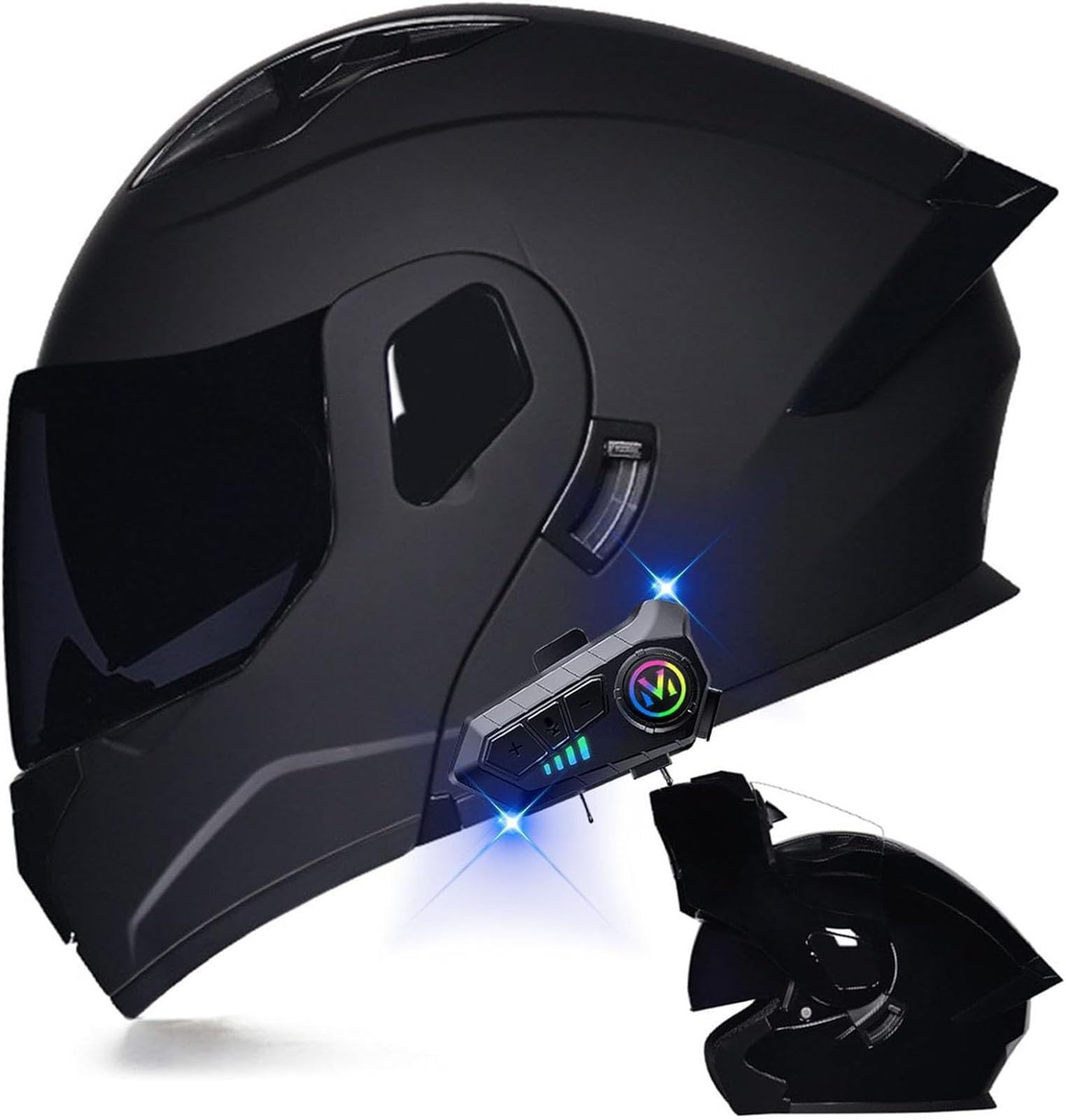 Integriert Motorradhelm,Klapphelm mit Bluetooth,Motorrad Full Face Helm,Klapphelm mit Sonnenblende vorbereitet,Integralhelm mit Doppelvisier,Motorradhelm Klappbar,ECE Zertifiziert von GHHTHEN