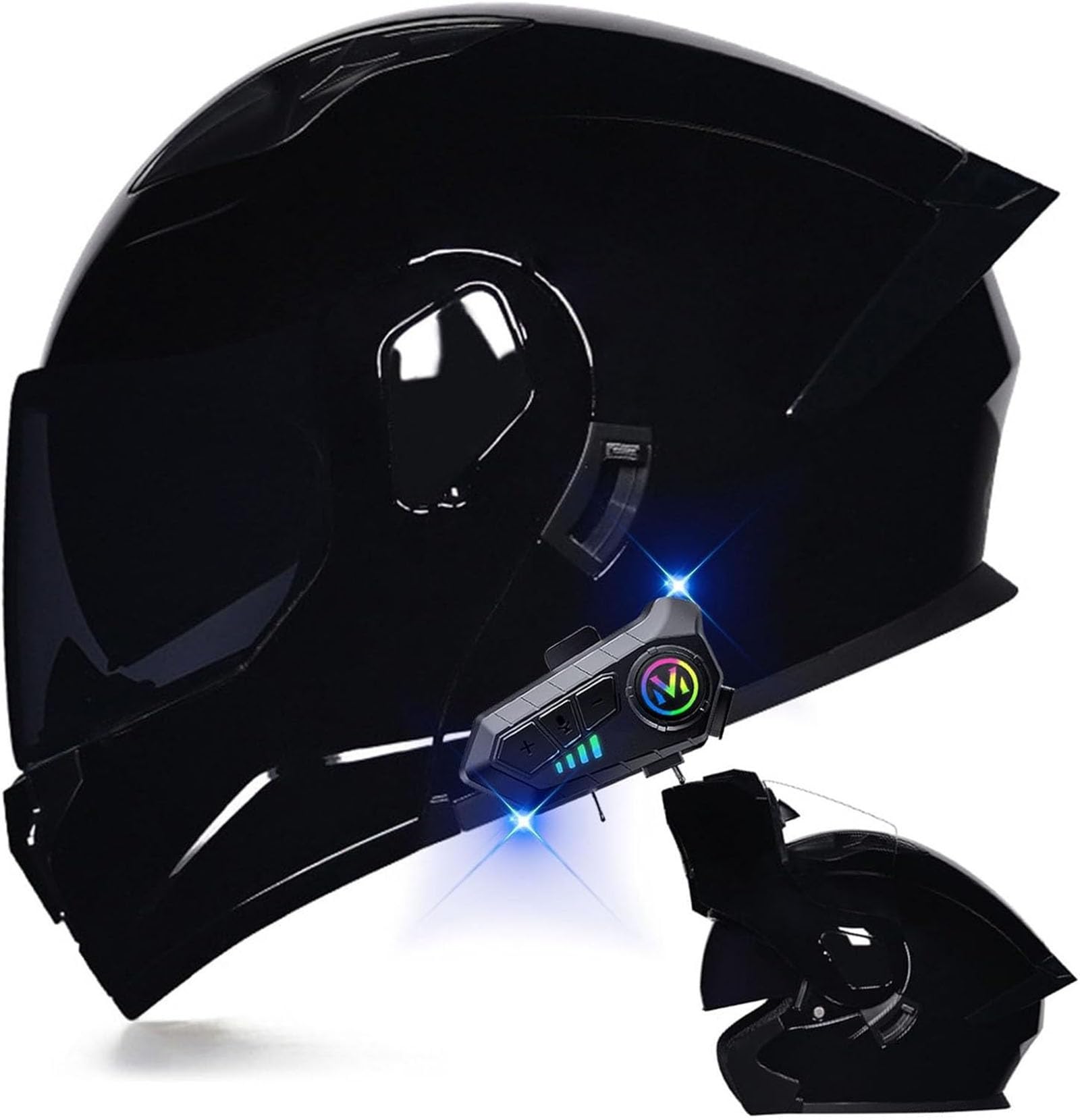 Integriert Motorradhelm,Klapphelm mit Bluetooth,Motorrad Full Face Helm,Klapphelm mit Sonnenblende vorbereitet,Integralhelm mit Doppelvisier,Motorradhelm Klappbar,ECE Zertifiziert von GHHTHEN