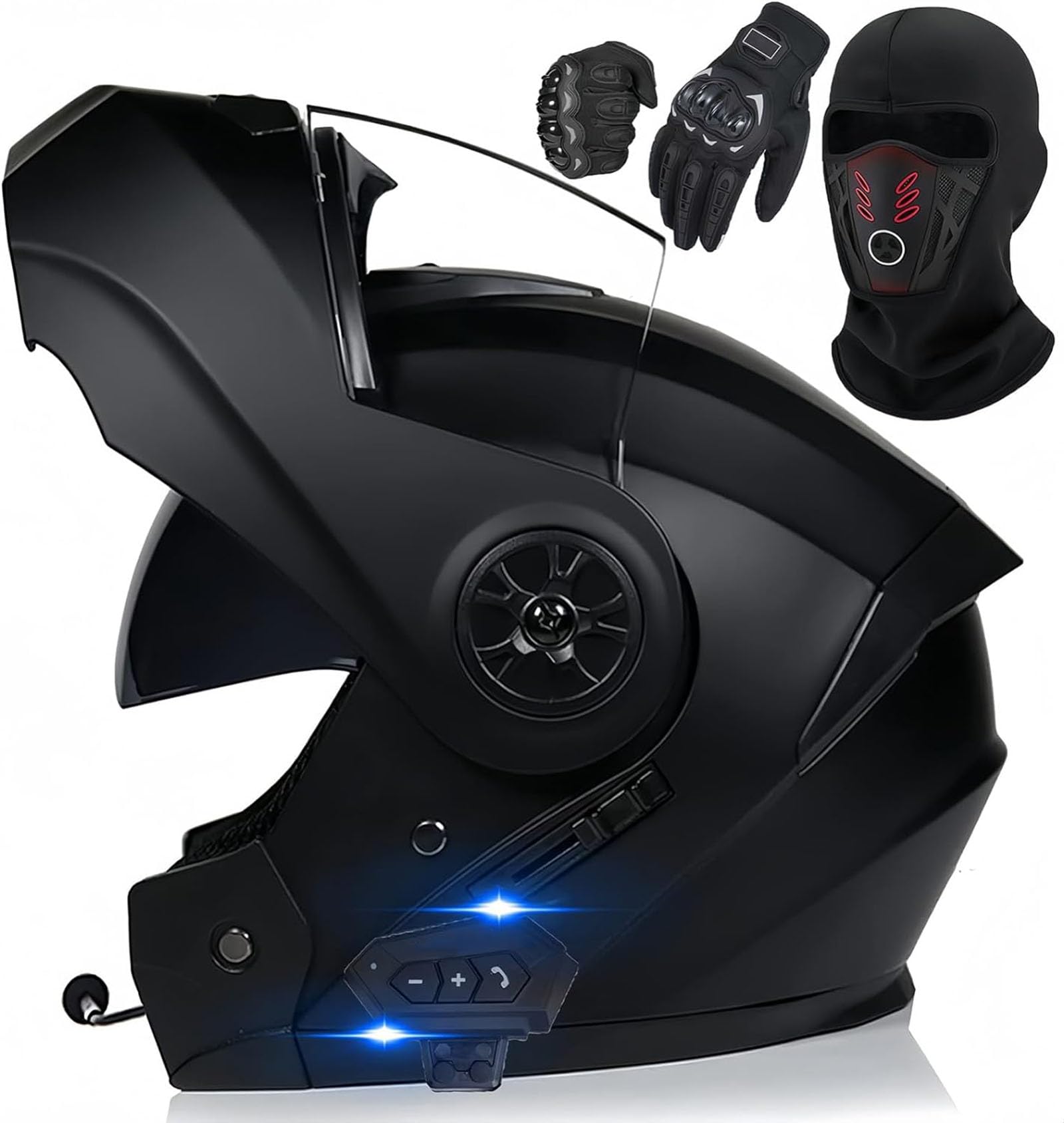 Integriert Motorradhelm Motorradhelm Klappbar Integralhelm mit Doppelvisier mit Eingebautem Mikrofon für Reaktion Klapphelm mit Bluetooth Klapphelm mit Sonnenblende vorbereitet ECE Zertifiziert von GHHTHEN