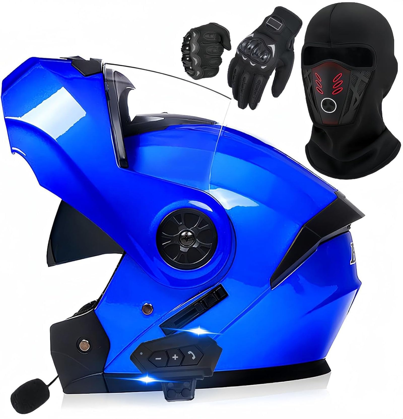 Integriert Motorradhelm Motorradhelm Klappbar Integralhelm mit Doppelvisier mit Eingebautem Mikrofon für Reaktion Klapphelm mit Bluetooth Klapphelm mit Sonnenblende vorbereitet ECE Zertifiziert von GHHTHEN