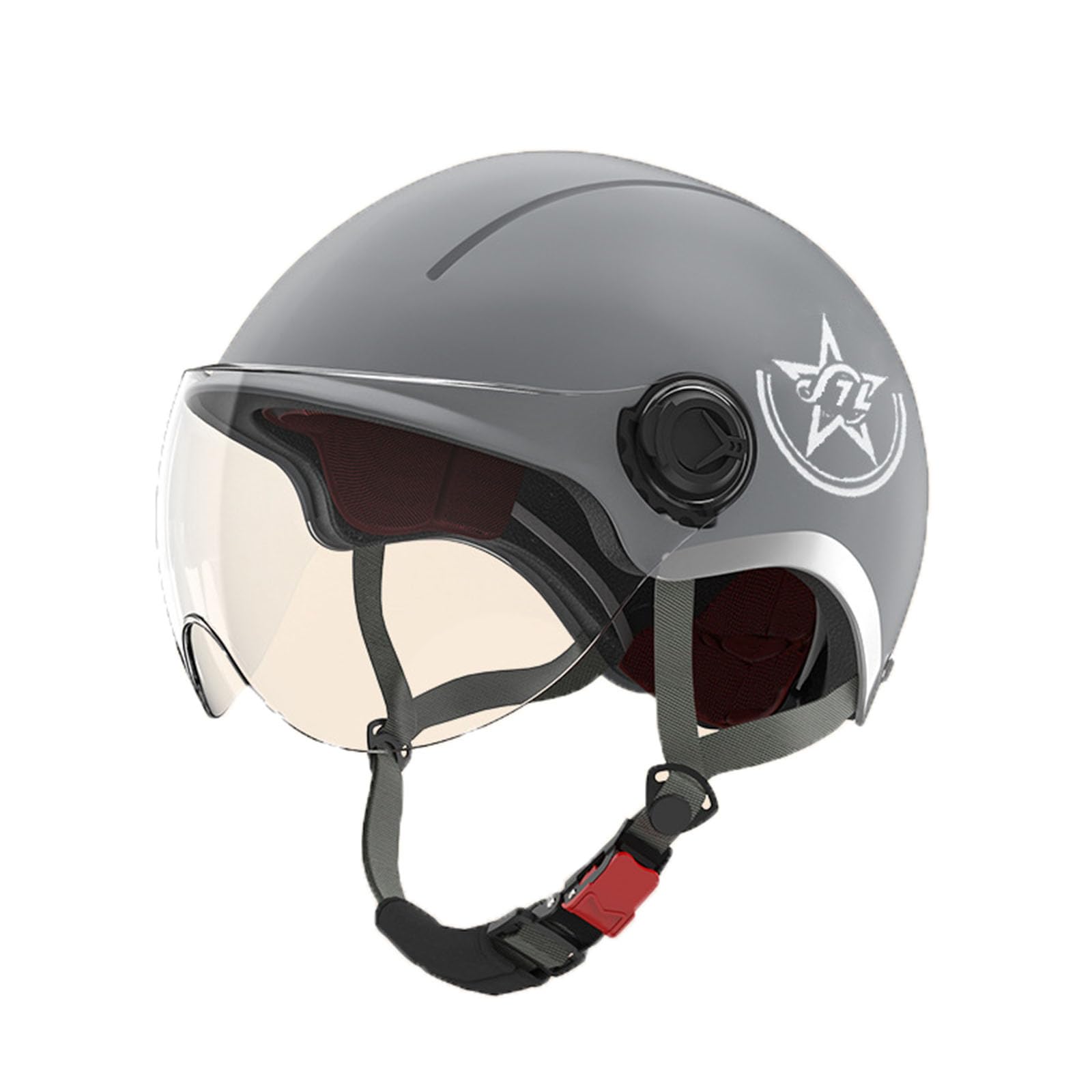 Jethelm mit Visier Motorradhelm Herren Damen Helm Motorrad Roller Helm Mopedhelm Chopper Retro Mofa ECE DOT Zertifiziert von GHHTHEN