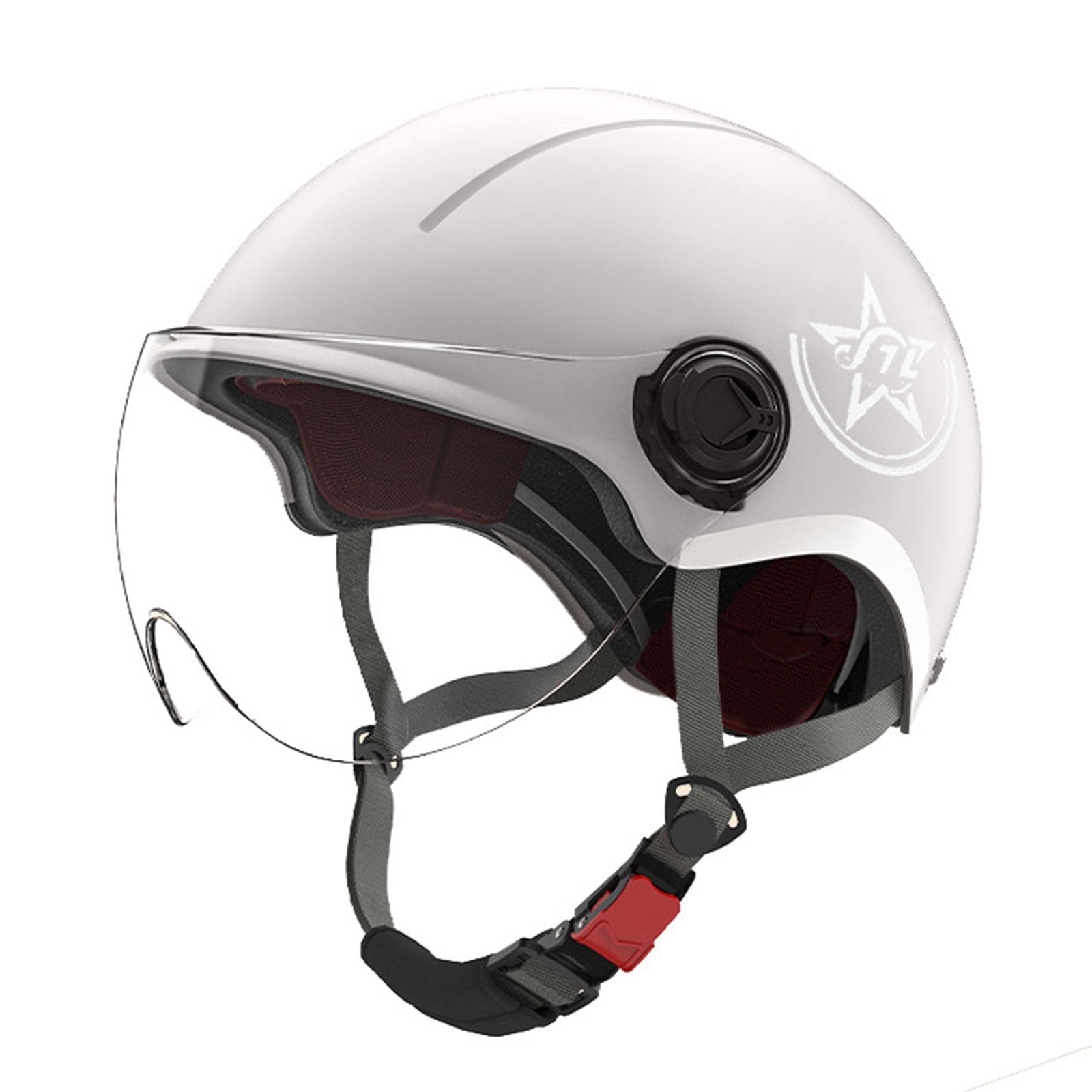 Jethelm mit Visier Motorradhelm Herren Damen Helm Motorrad Roller Helm Mopedhelm Chopper Retro Mofa ECE DOT Zertifiziert von GHHTHEN