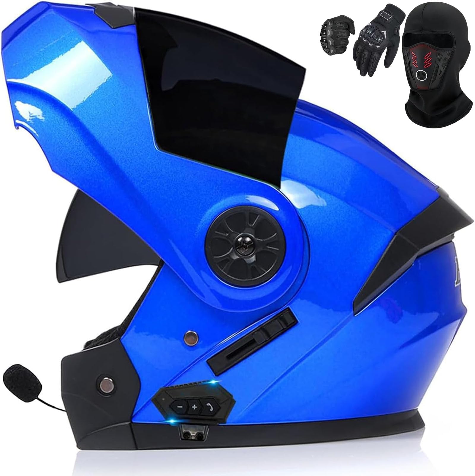 Klapphelm mit Sonnenblende vorbereitet Motorradhelm Klappbar Integriert Motorradhelm mit Eingebautem Mikrofon für Reaktion ECE Zertifiziert Roller-Mofa -Moped-Helm Klapphelm mit Bluetooth von GHHTHEN