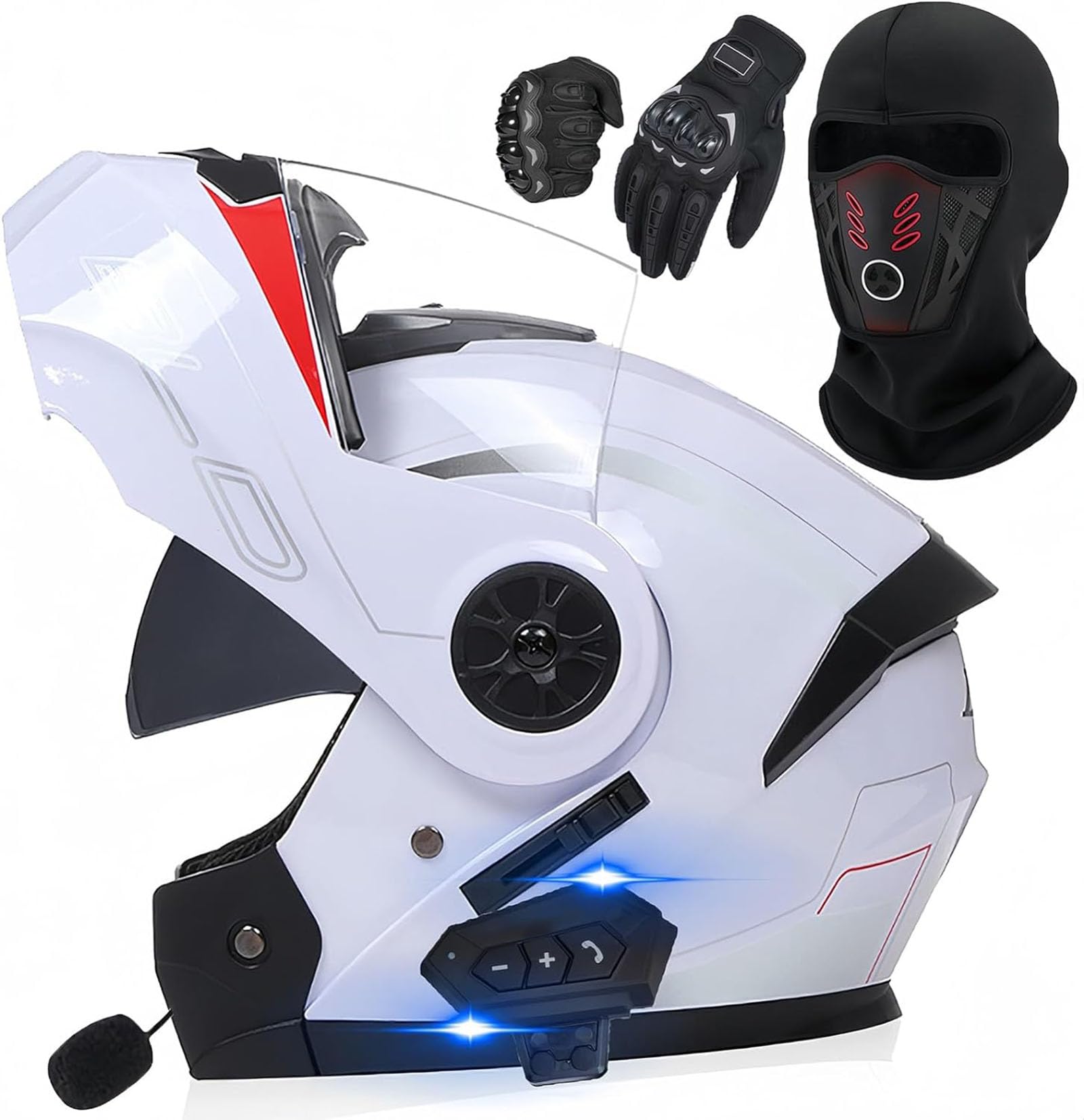Motorradhelm Klappbar ECE Zertifiziert Klapphelm mit Sonnenblende vorbereitet Integralhelm mit Doppelvisier Klapphelm mit Bluetooth Motorradhelm mit Antibeschlagvisier Motorrad Full Face Helm von GHHTHEN