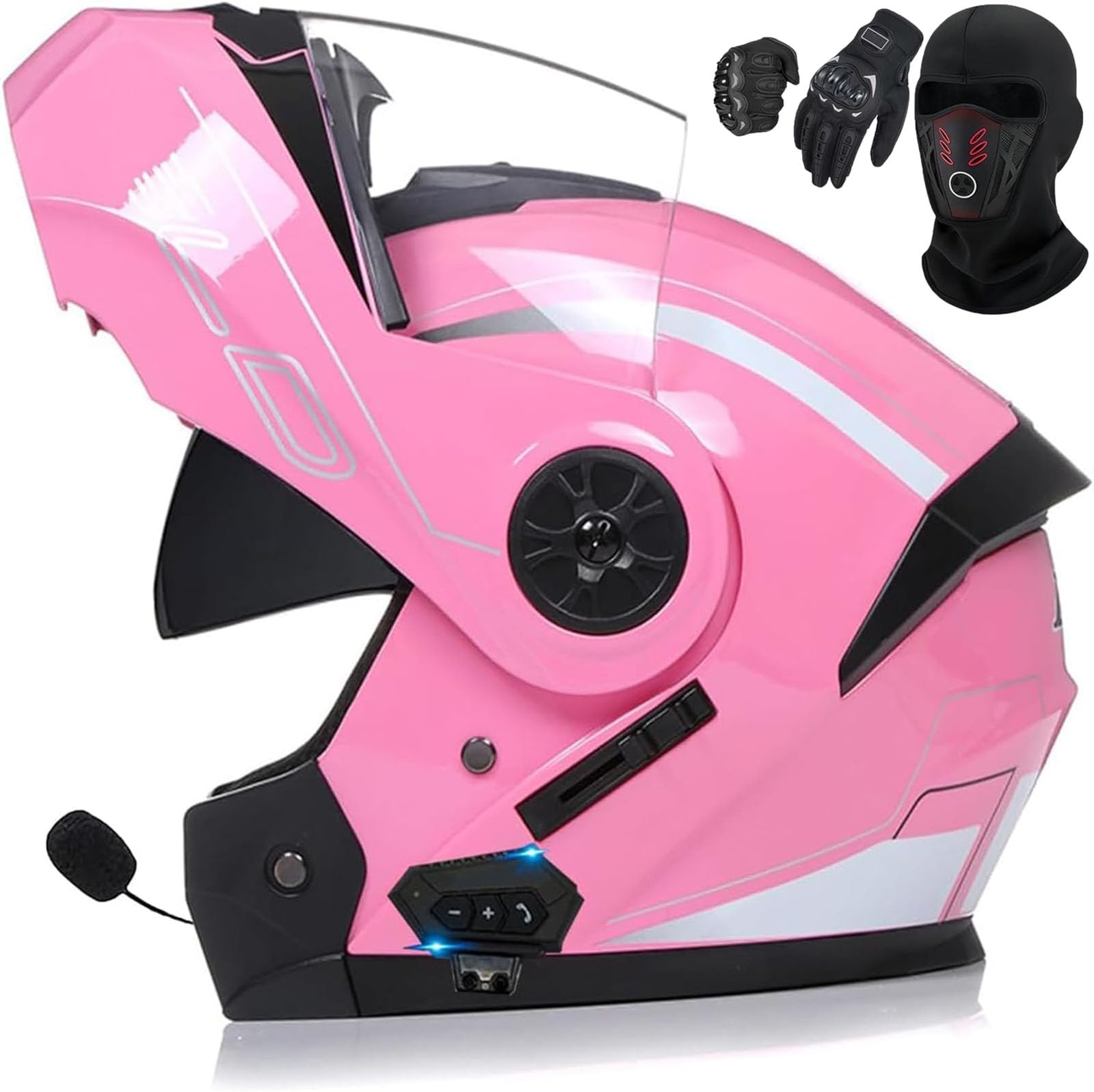 Motorradhelm Klappbar Integriert Motorradhelm Motorrad Full Face Helm mit Eingebautem Mikrofon für Automatische Reaktion Klapphelm mit Bluetooth ECE Zertifiziert Hohe Qualität Helm von GHHTHEN