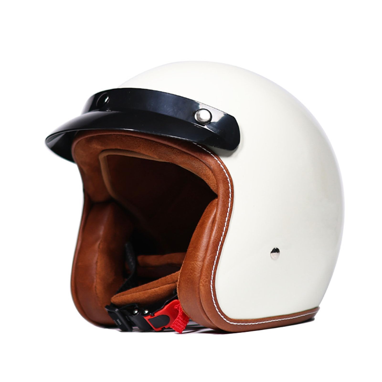 Motorradhelm Retro-Stil Halbhelm Mit Schnellverschluss-Schnalle Comfort Liner Helm Cruiser Helikopter Roller Fahrrad Leichter Jethelm Männer Und Frauen ECE-geprüft von GHHTHEN