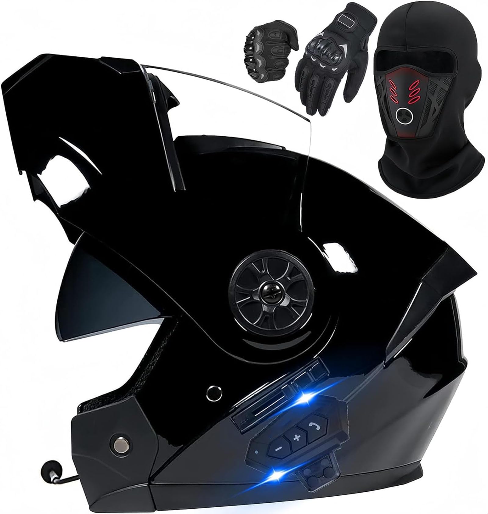 Motorradhelm mit Antibeschlagvisier Motorrad Full Face Helm ECE Zertifiziert Klapphelm mit Bluetooth Integralhelm mit Doppelvisier Roller-Mofa -Moped-Helm Klapphelm mit Sonnenblende vorbereitet von GHHTHEN