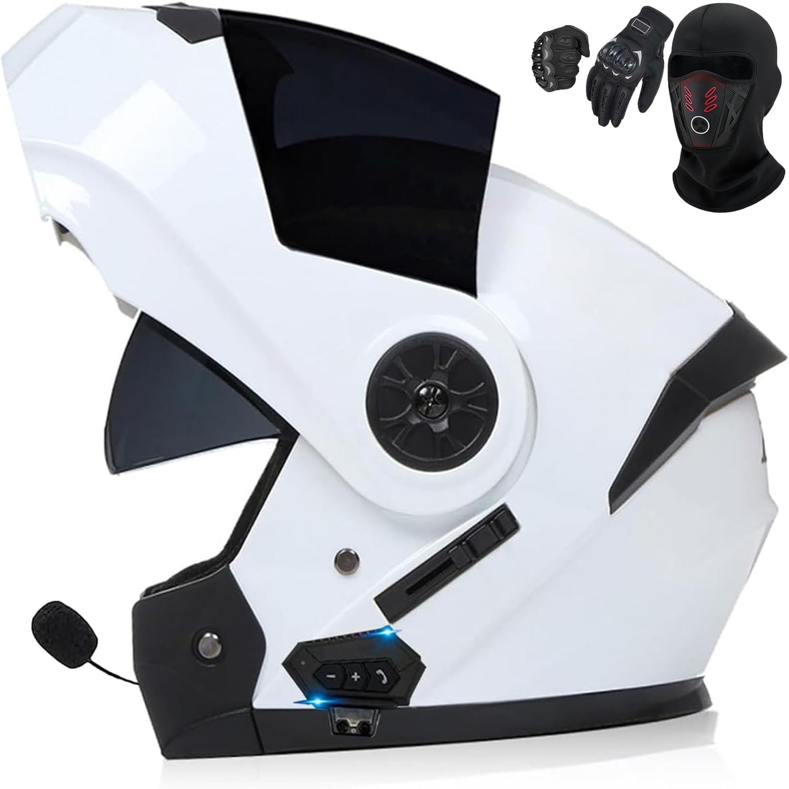 Motorradhelm mit Antibeschlagvisier Roller-Mofa -Moped-Helm Klapphelm mit Bluetooth Klapphelm mit Sonnenblende vorbereitet Integralhelm mit Doppelvisier ECE Zertifiziert Integriert Motorradhelm von GHHTHEN