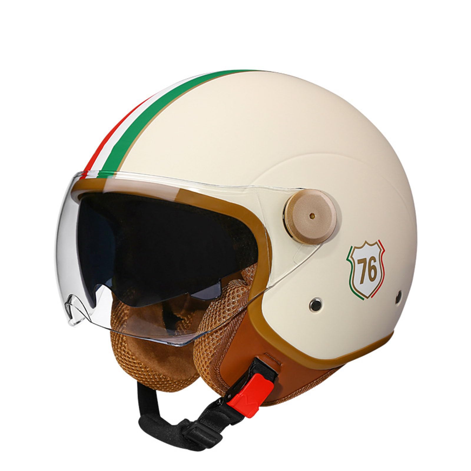 Retro-Motorradhelm, DOT/ECE Zertifiziert Jethelm Rollerhelm mit Visier, Offener Halber Jethelm, Mopedhelm für Erwachsene Männer und Frauen von GHHTHEN