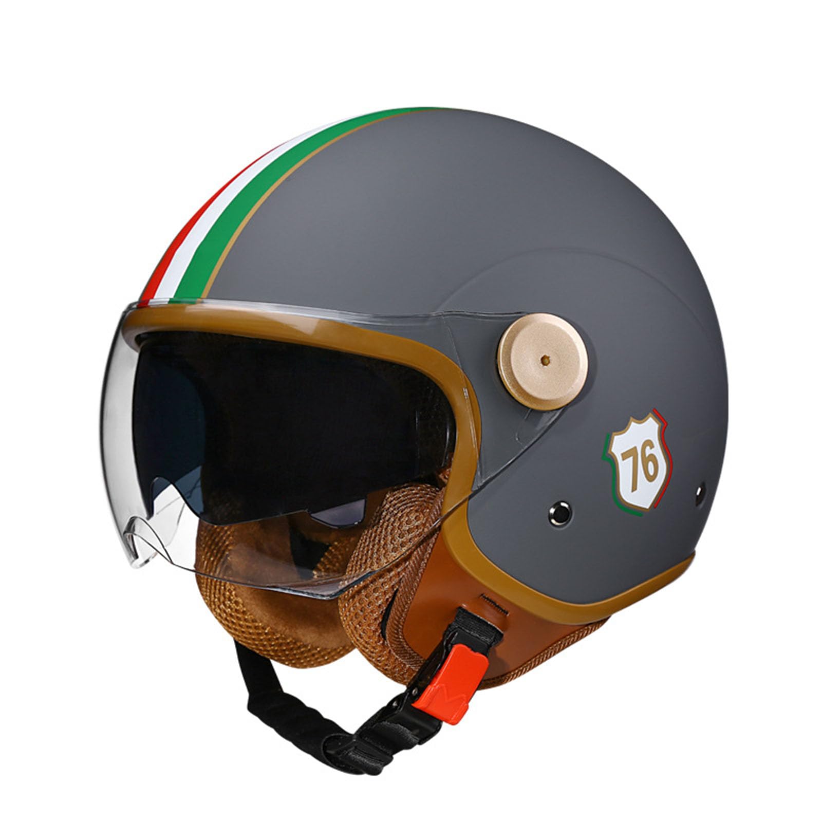 Retro-Motorradhelm, DOT/ECE Zertifiziert Jethelm Rollerhelm mit Visier, Offener Halber Jethelm, Mopedhelm für Erwachsene Männer und Frauen von GHHTHEN