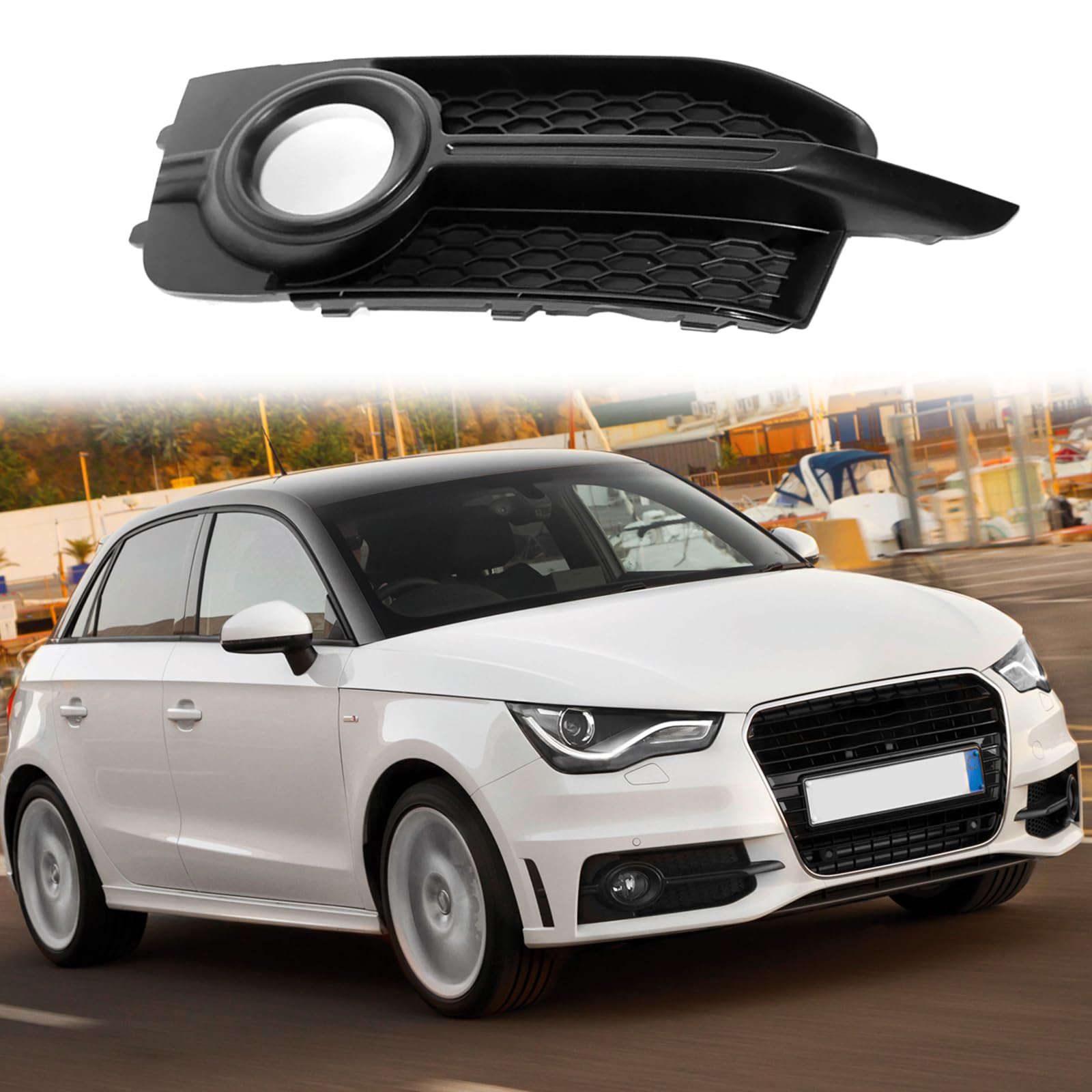 Nebelscheinwerfergrill Kompatibel mit Audi A1 8X, Front Stoßstange Nebel Licht Lampe Grills, Auto Nebel Licht Rahmen Mesh Grille Zubehör ersetzen für 2011-2014, 8X0807681B, 8X0807682B (Links) von GHIBFBT