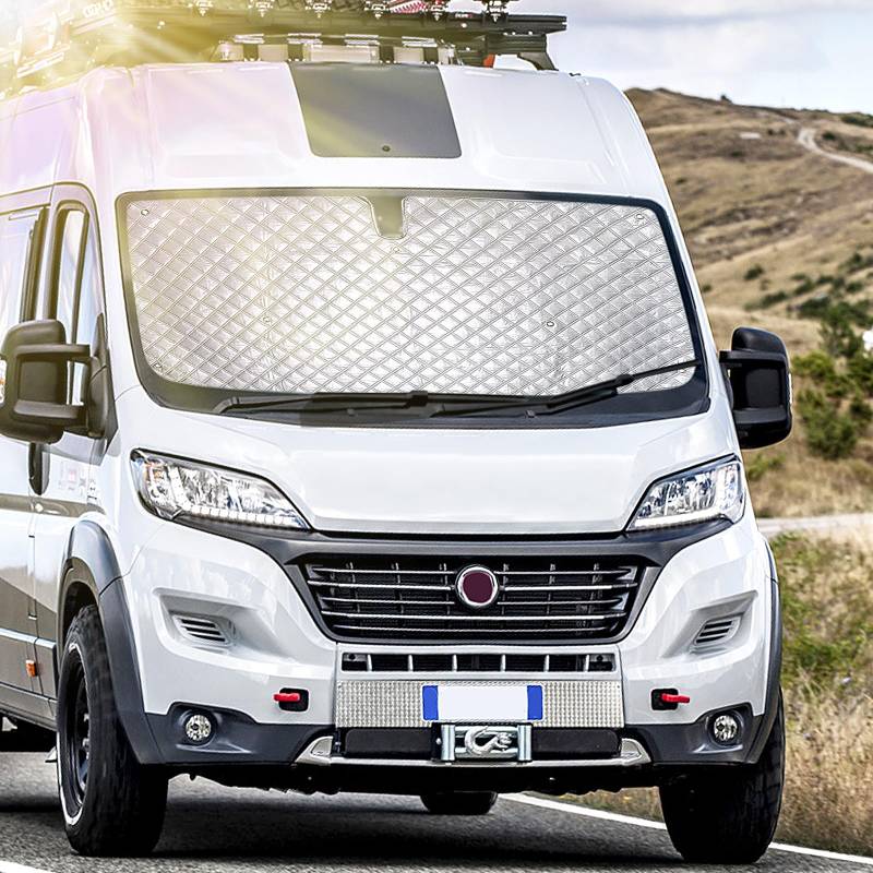 Sonnenschutz Auto Frontscheibe, Technology Thermomatte Kompatibel mit FIAT Ducato Citroën Jumper 2006-2021, Sonnenschutz Frontscheibe für Warmhalten Schützen der Privatsphäre von GHIBFBT