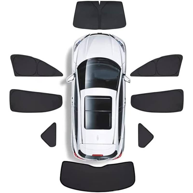 Auto Sonnenschutz Vorhang für Skoda Karoq 2018-2023,Fenster Sonnenblende UV-Schutz Seitenfenster Sonnenschutzrollos Zubehör,8pcs Full Set von GHIOSA