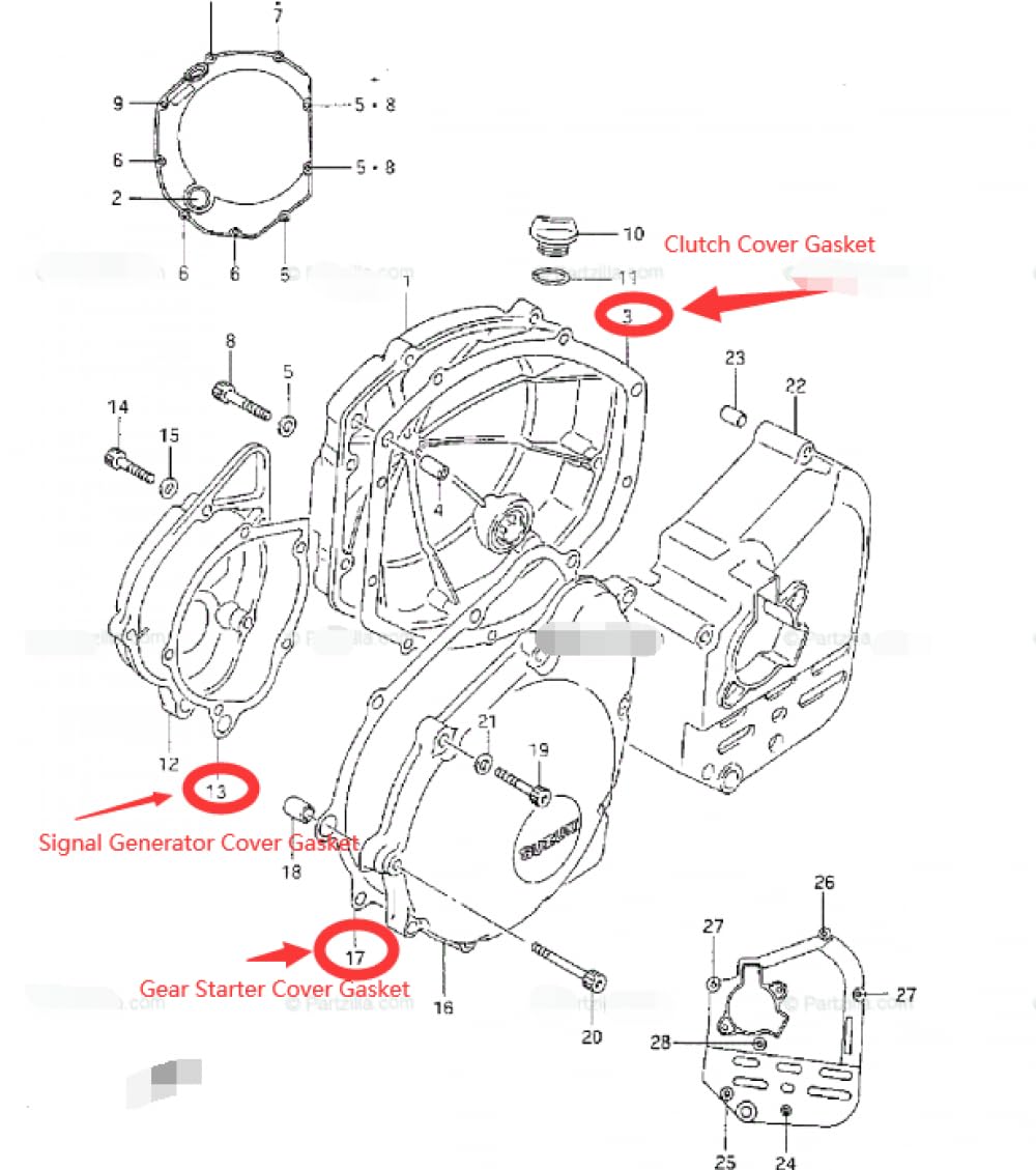 Motorrad Motor Stator Generator Kupplung Abdeckung Dichtung Ersatz Kompatibel mit GSXR750 GSX-R750 1986-1992 GSF600 S 600 1996-2003 kompatible Teile(SIGNALCOVERGASKET) von GHJtRs