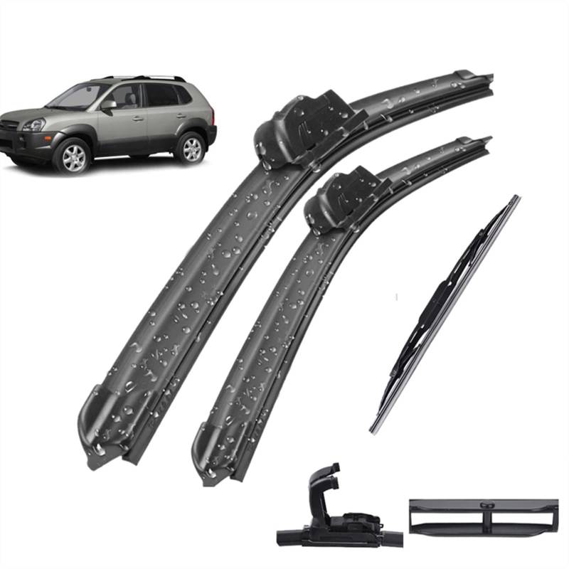 GHSYZY Scheibenwischer Vorne + Hinten Wischerblätter Set Kit Für Hyundai Für Tucson JM 2004-2009 Windschutzscheibe Windschutzscheibe Heckscheibe 24"+ 16" + 13" Scheibenwischer von GHSYZY