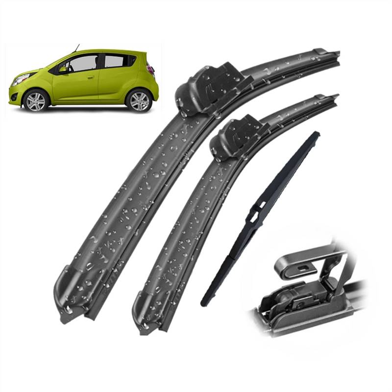 GHSYZY Scheibenwischer Vorne Und Hinten Wischerblätter Set Kit Für Chevrolet Spark M300 2009-2015 Windschutzscheibe Windschutzscheibe 21" 16" 12" Scheibenwischer von GHSYZY