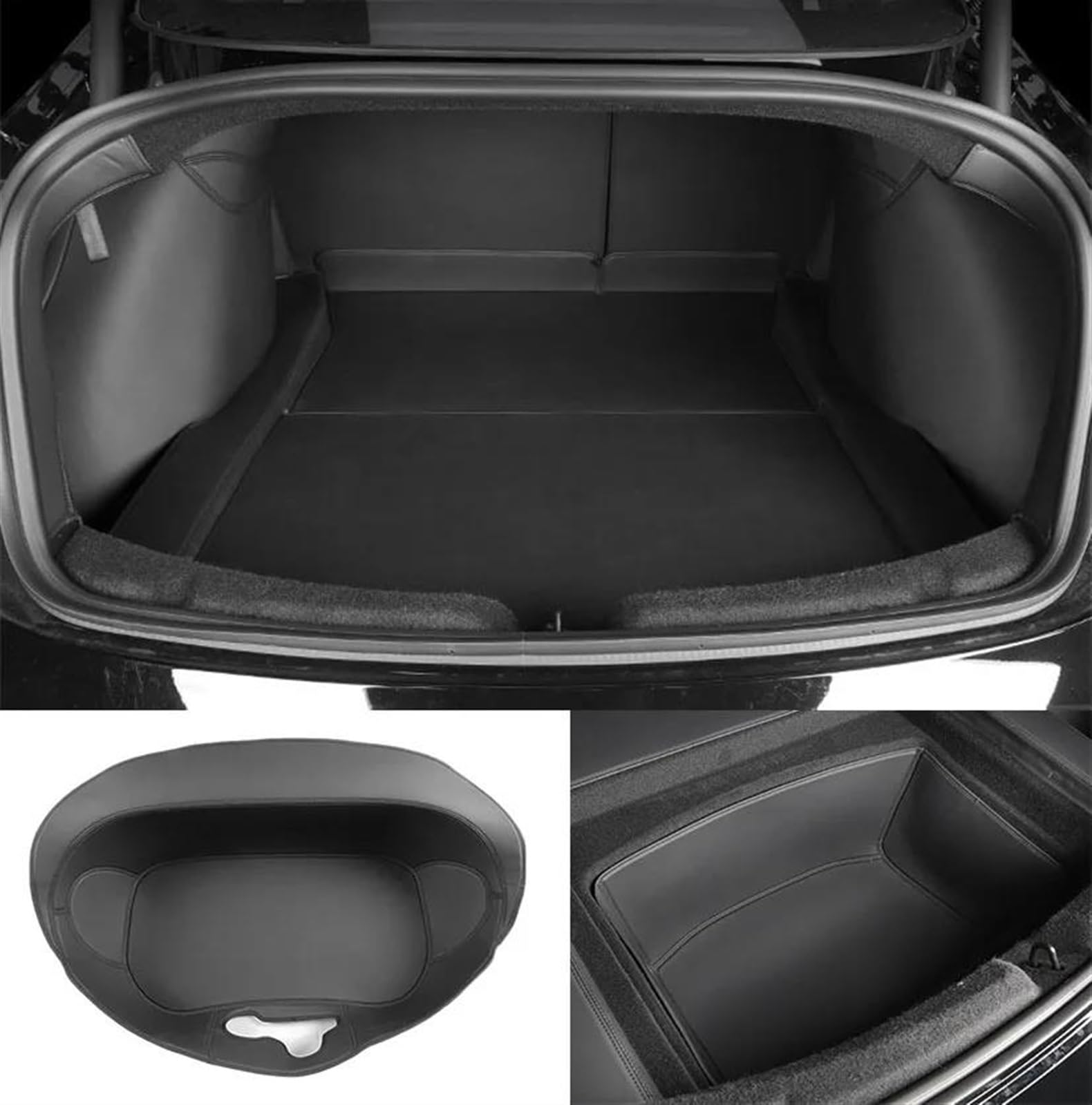 Auto schutzmatte Für Tesla Für Modell Für 3 Für Highland 2024 2018-2023 Für Leder Cargo Liners Stamm Matten Boot Teppich Schutz Kofferraum Schutzmatten(M3 2024 Cargo 3 Kits) von GHTOITW