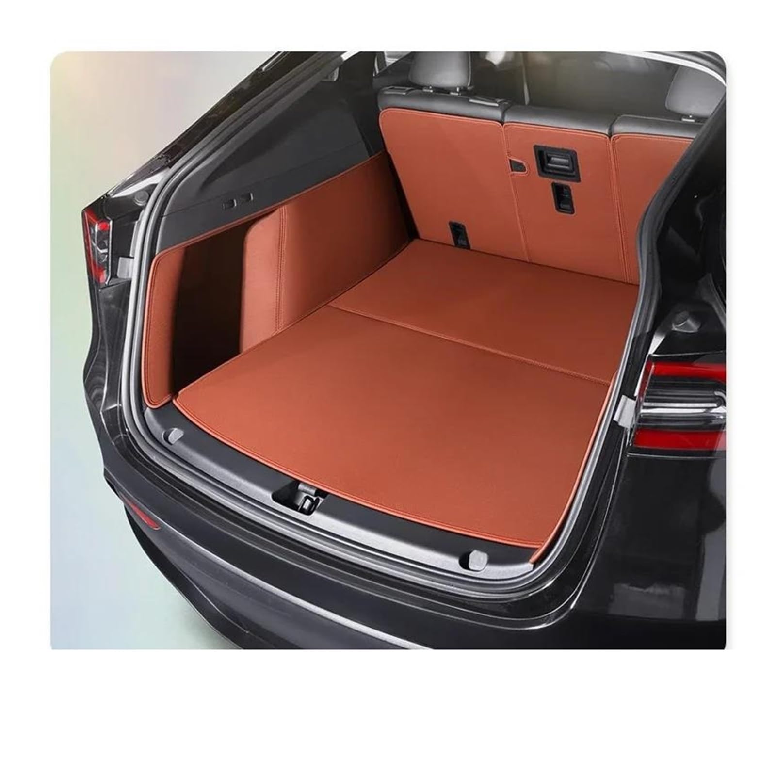 Auto schutzmatte Für Tesla Für Modell Für Y Stamm Matte Auto Innen Zubehör Langlebig Echtes Leder Teppich Für Zurück Speicher Trunk Cargo Matte Kofferraum Schutzmatten(Brown) von GHTOITW