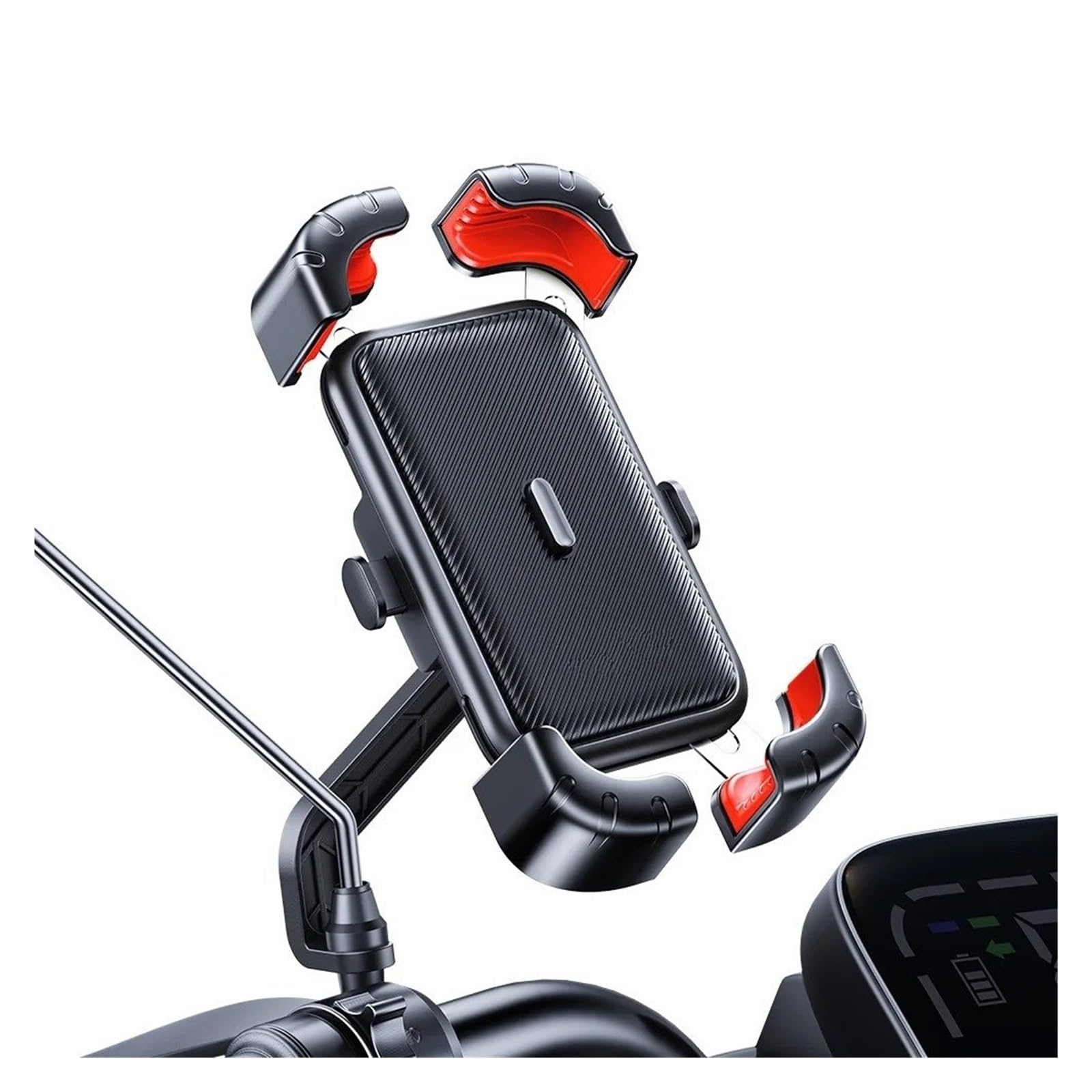 Motorrad Handyhalter Telefonhalter 360°-Ansicht Universeller -Telefonhalter Für 4,7-7,2-Zoll-Mobiltelefonständer Stoßfester Halterungsclip Fahrrad Handyhalterung(S1 Red) von GHTOITW