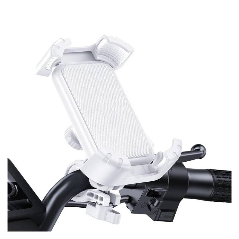 Motorrad Handyhalter Telefonhalter 360°-Ansicht Universeller -Telefonhalter Für 4,7-7,2-Zoll-Mobiltelefonständer Stoßfester Halterungsclip Fahrrad Handyhalterung(S2 White1) von GHTOITW