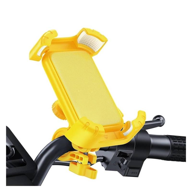 Motorrad Handyhalter Telefonhalter 360°-Ansicht Universeller -Telefonhalter Für 4,7-7,2-Zoll-Mobiltelefonständer Stoßfester Halterungsclip Fahrrad Handyhalterung(S2 Yellow) von GHTOITW