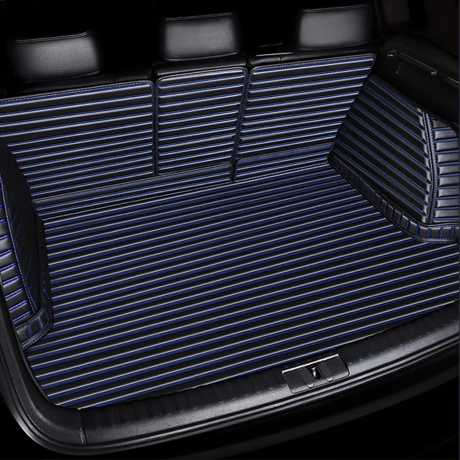 Auto Leder Kofferraummatte für to-yota Prado 7seats 2018-2023, Vollabdeckung Kofferraumwanne Antirutschmatte Kofferraum Schutzmatte Auto Zubehör,C/Black-Blue von GHUYGTT