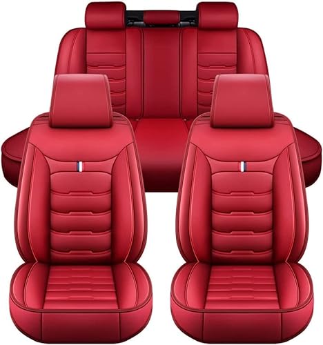 Autositzbezüge Set für Hyundai i20(PB) (GB) Sport GO! Yes! Active(GB) Play(GB) (BC3), 5-Sitze Leder Wasserdichtes Komfortabler Sitzbezüge Schonbezüge Full Set Innenraum Zubehör,B/Red von GHUYGTT