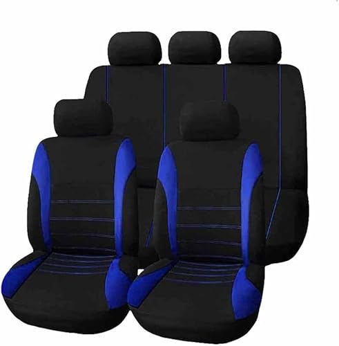 GHUYGTT 9 Stück Sitzbezüge Auto Set für Mitsubishi Space Star 2.GEN 2.gen 2017-2024, Stoff Waschbar Allwetter rutschfest Atmungsaktiv Autositzbezüge Schonbezug Zubehör,D/9pcs Set Blue von GHUYGTT