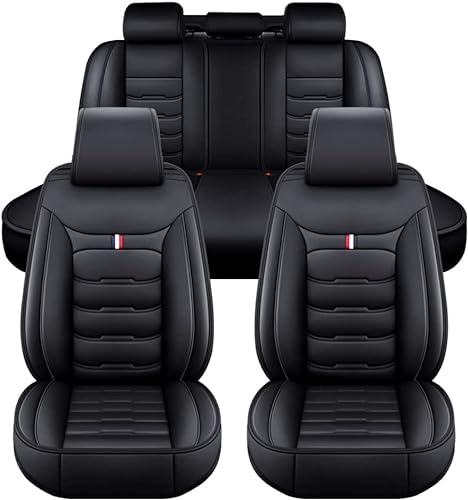 GHUYGTT Autositzbezüge Set für Audi A8 1994-2024, 5-Sitze Leder Wasserdichtes Komfortabler Sitzbezüge Schonbezüge Full Set Innenraum Zubehör,A/Black von GHUYGTT