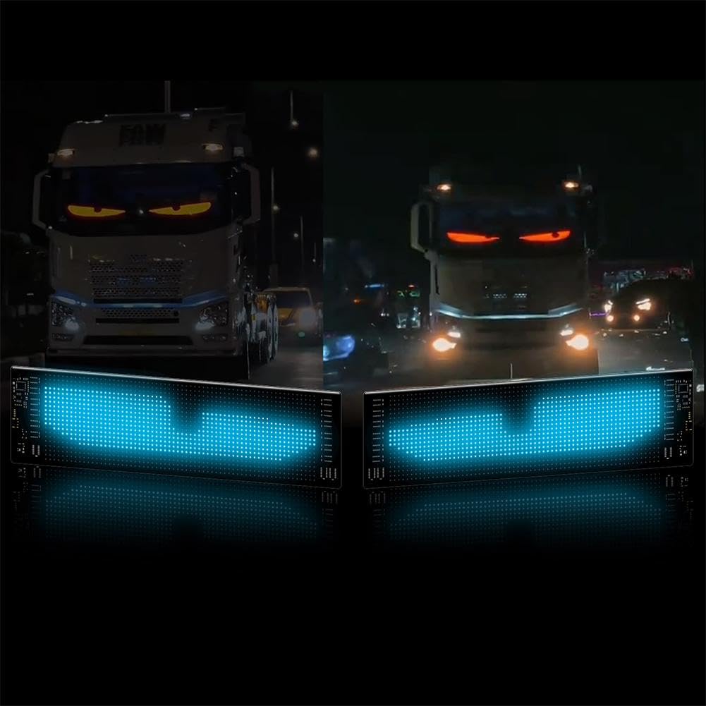 GHYJPAJK Devil Eyes Licht für Autos, programmierbares Flex-Auto-LED-Display, DIY-Textmuster, dynamische LED, intelligente, bunte Augenlampe, weicher Bildschirm mit App-Steuerung für Auto, LKW, Fenster von GHYJPAJK