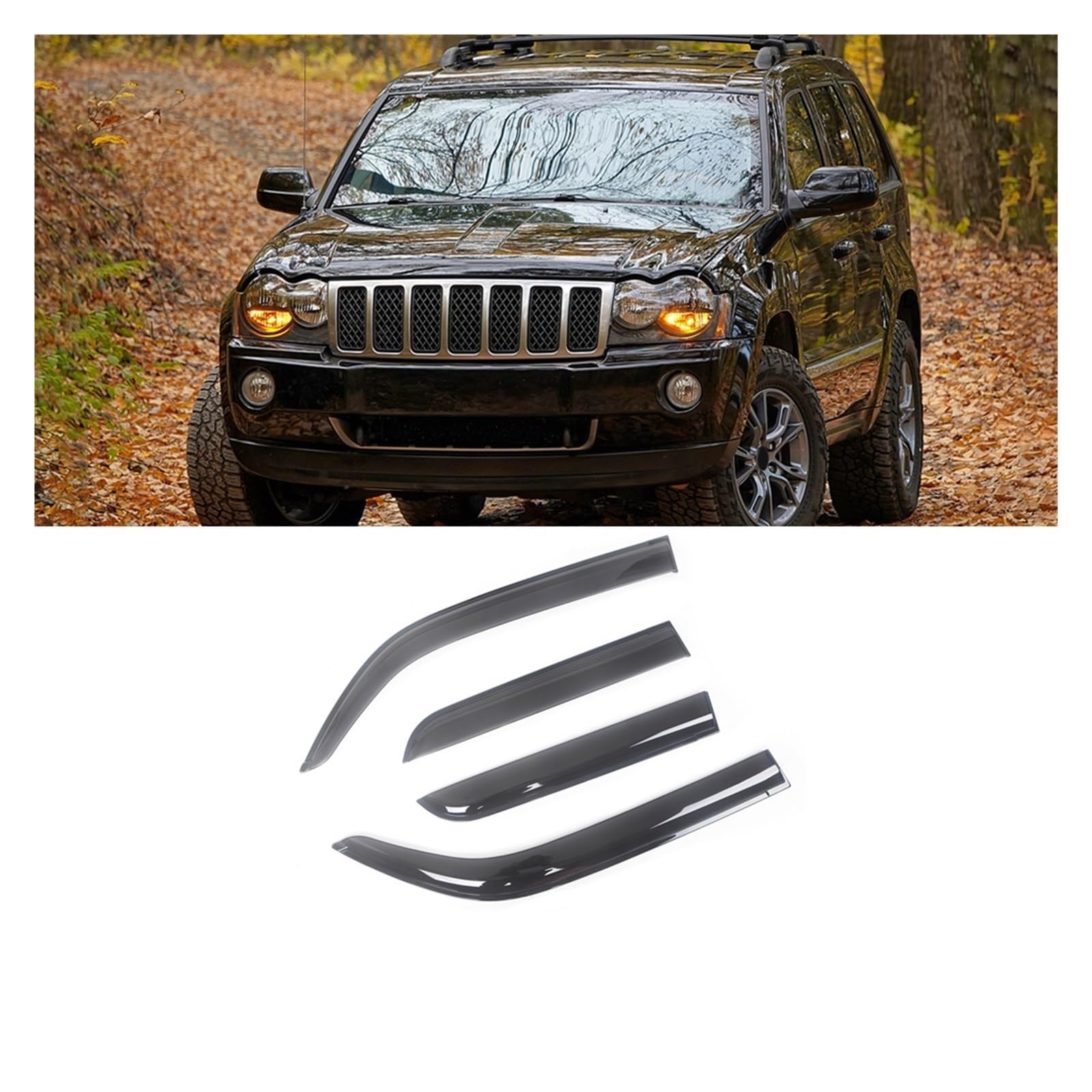 Auto Black Tinted Side Window Visor Guard Vent Awnings Shelters Rain Guard Door Ventvisor Compatible With Jeep Grand Cherokee 1993-2020(2005-2010) von GHZMKCYPQ