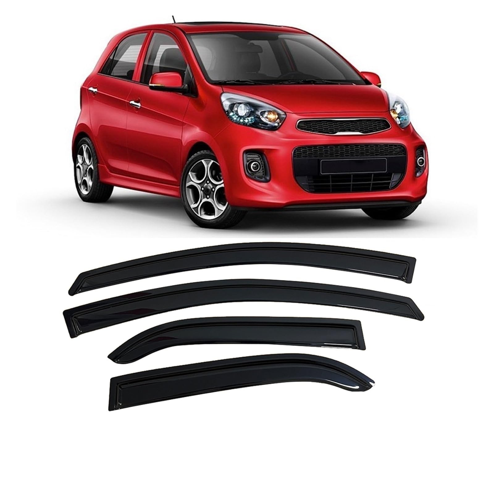 Auto Black Tinted Side Window Visor Guard Vent Awnings Shelters Rain Guard Door Ventvisor Compatible With Kia Picanto Morning 2005-2017(2011-2017) von GHZMKCYPQ