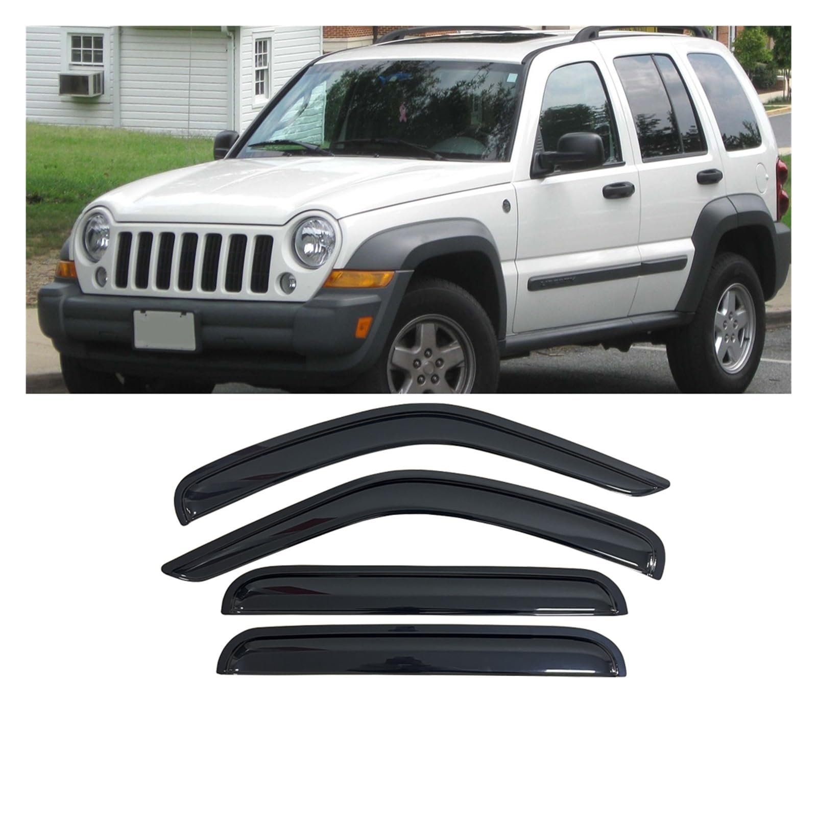 Auto Side Window Wind Deflectors Visors Black Rain Guard Door Visor Vent Shades Dark Smoke Ventvisor Compatible With Jeep Liberty 2002-2014(02-04) von GHZMKCYPQ