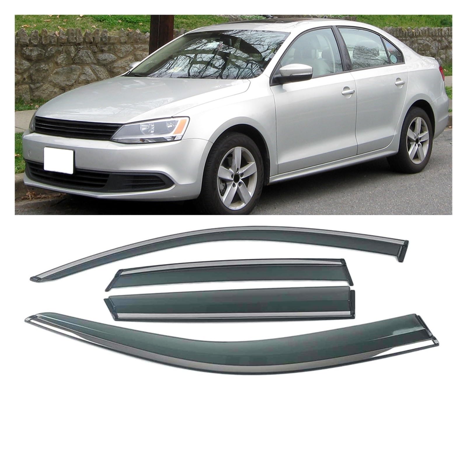 Fenster Sonne Regenschutz Visiere Schild Schutz Cover Trim Aufkleber Zubehör Kompatibel mit VW JETTA MK5 MK6 2005-2018(A6) 11-18) von GHZMKCYPQ