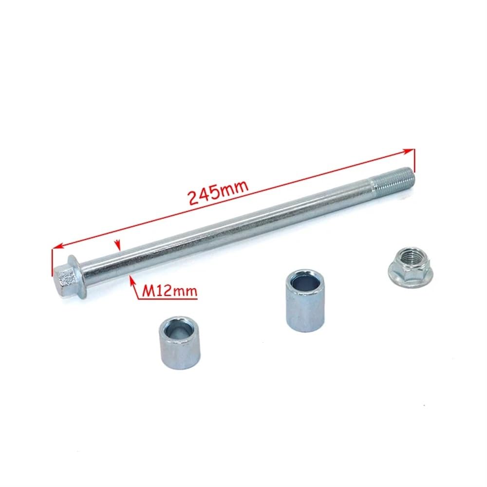 M12 Motorrad Vorderrad Hinterradnabe Achse Wellenhülse 12mm 190mm 210mm 225mm-260mm Kompatibel mit Trail Dirt Bike Quad ATV(245MM) von GHqHQL