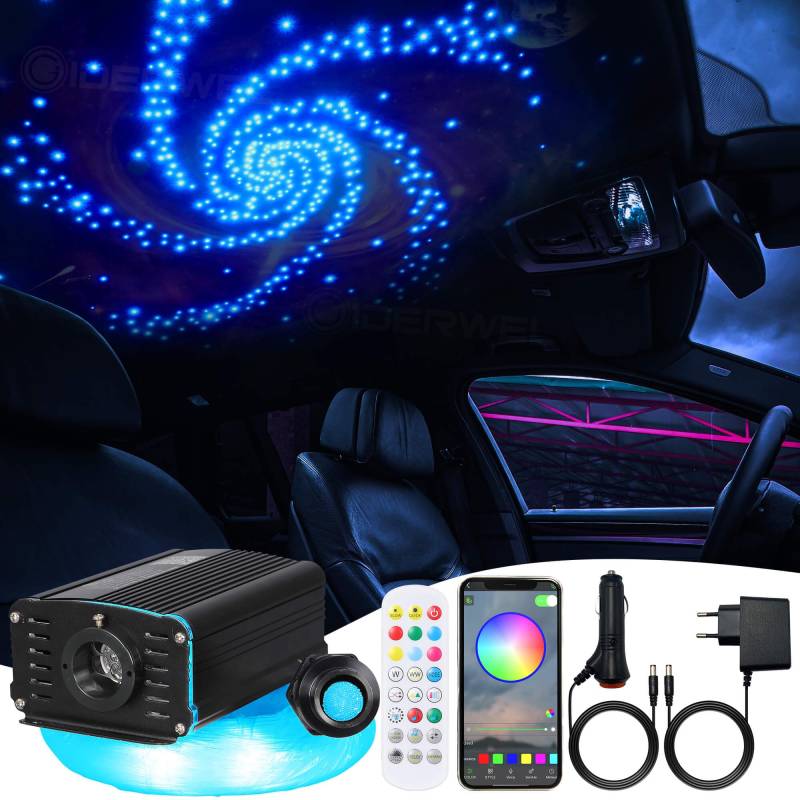 Twinkle LED Glasfaser Sternenhimmel Licht für Auto/Decke,Bluetooth App/RF Fernbedienung LED Fiber Optic Star Deckenleuchten Kit mit 300pcs,2m,0,75mm Glasfaserkabel and RGBW Motortreiber mit Musikmodus von GIDEALED