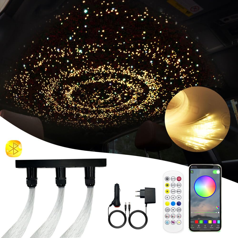 Twinkle Sternenhimmel Glasfaser Licht für Auto/Zuhause,Star Deckenleuchten Kit mit APP/Fernbedienung/Musikmodus,RGBW Lichtmaschine and 300pcs*0.75mm*2m Glasfaserkabel von GIDEALED