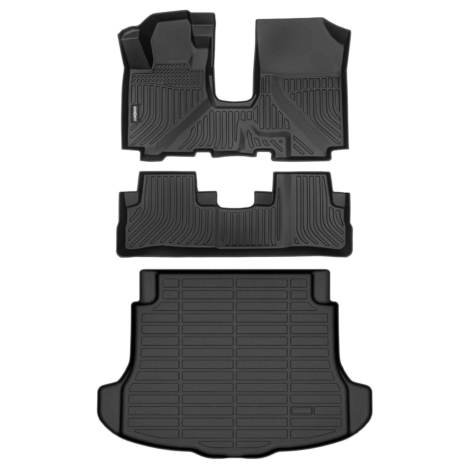 GINOWY Fußmatten & Cargo Liner Set für Honda CRV 2007-2011, TPE Allwetter CR-V Automatten, rutschfeste Kofferraummatte, Bodeneinlagen, wasserdicht, passgenaues Zubehör, Schwarz von GINOWY