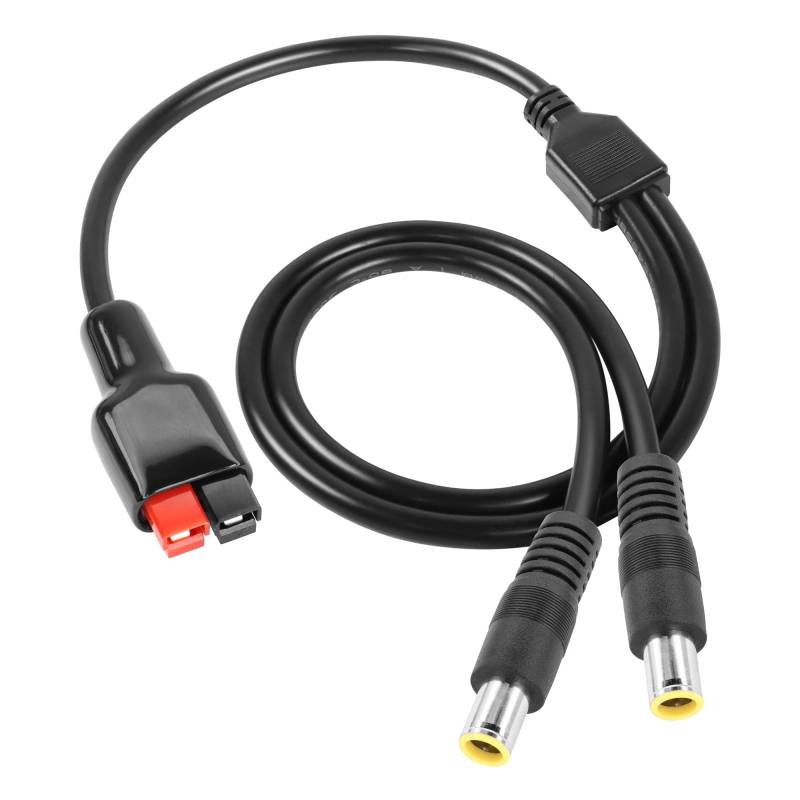 GINTOOYUN 45A -Stecker zum DC7909 Y Splitter -Kabel 14AWG 45A -Stecker zum DC 8 mm Doppelmännchen für tragbare Ladestationen, Sonnenkollektoren, Wohnmobile usw. (2ft) von GINTOOYUN