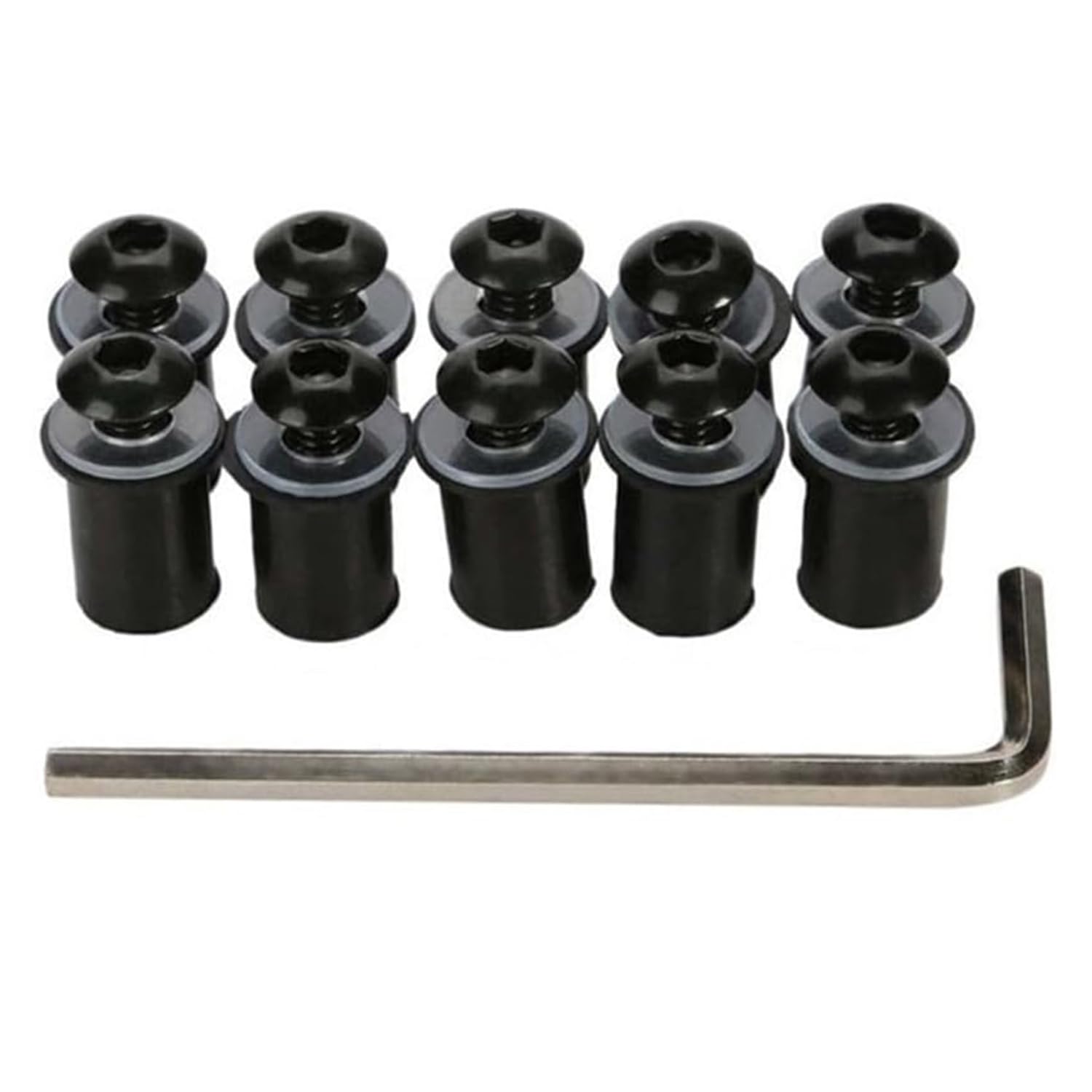 GIONAR 10 Stück Motorrad Verkleidungsschrauben Windschutzscheiben Befestigungsschrauben-Set, M5 x 16 mm, Windschutzscheiben-Bolzen aus Aluminiumlegierung, Schwarz, Packung mit Allen Key von GIONAR