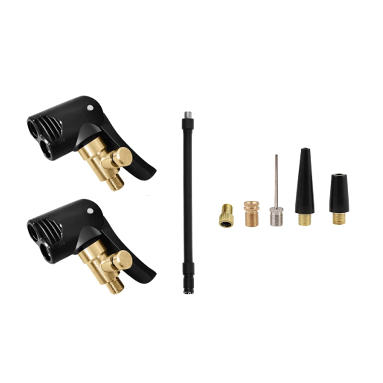 GIONAR 2 Stück Autoventil Adapter Set, 2 in 1 Pneumatikventil Anschluss, Französisches Ventil Adapter mit Sicherheitshebel, mit Messing Reifenfüller Schlauch, für Autos, Fahrräder, Motorräder, LKWs von GIONAR