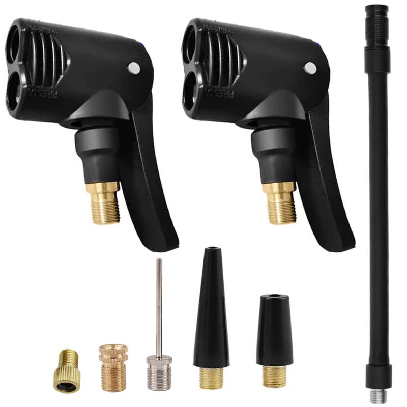 GIONAR 2 Stück Autoventil Adapter Set, Reifenfüller Schlauch und Autoventil Hebelstecker, 2-in-1 Pneumatikventil Anschluss für Fahrrad Auto mit Autoreifenschläuche und Fahrradventil Adapter Set von GIONAR