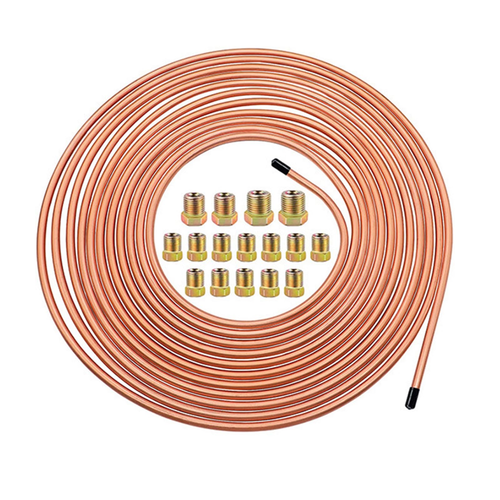 GIONAR 7,62 m Bremsleitung 3/16" Set, Ø 4,75mm Kupfer-Nickel Kunifer, Automobil Ersatz Bremsrohr Verschraubungen und Verbinder Flaring DIN Kupfer Verkupfertes Stahl Sortiment für Bördel von GIONAR