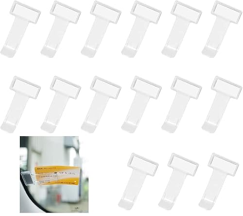 GIRAFEDA 15 Stück Parkausweis Halter Auto Ticket Clip Selbstklebend Parkscheinhalter Auto Tickethalter Transparent Parkausweishalter Windschutzscheibe Parkschein Halterung für Auto PKW Wohnmobile von GIRAFEDA