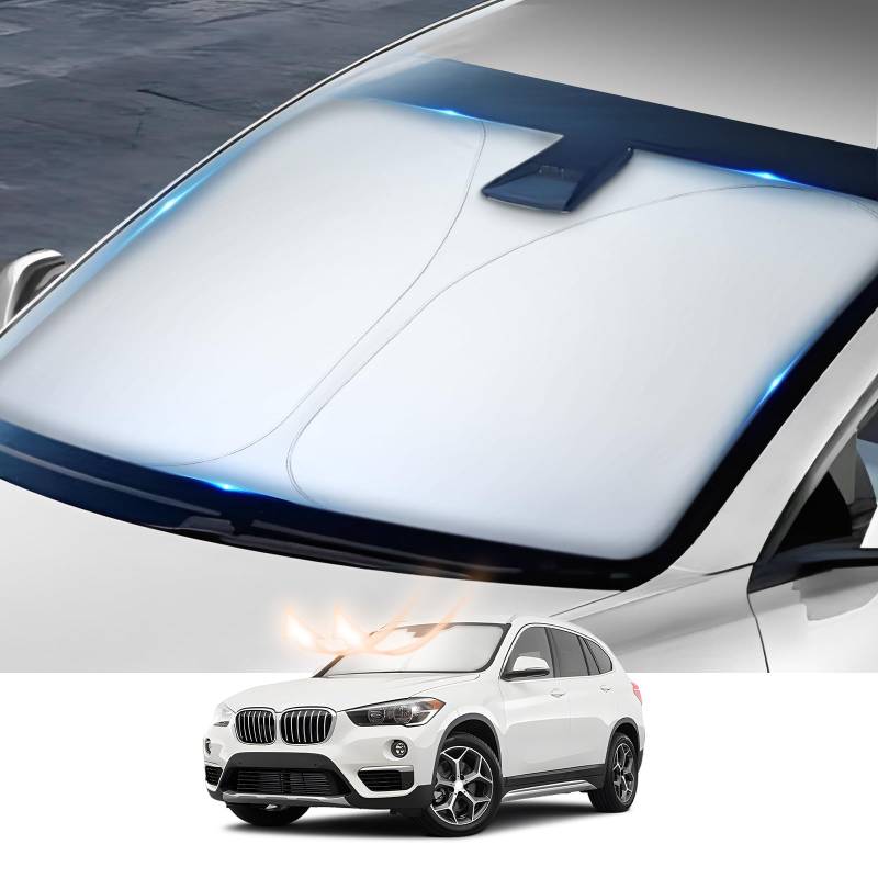 GIUD BMW X1 F48 2016-2022 Windschutz Sonnenblende Klappbarer Sonnenblende Schutz Sonnenblende Abdeckung, UV-Strahlen Block BMW X1 F48 Sonnenschutz für Frontscheiben von GIUD