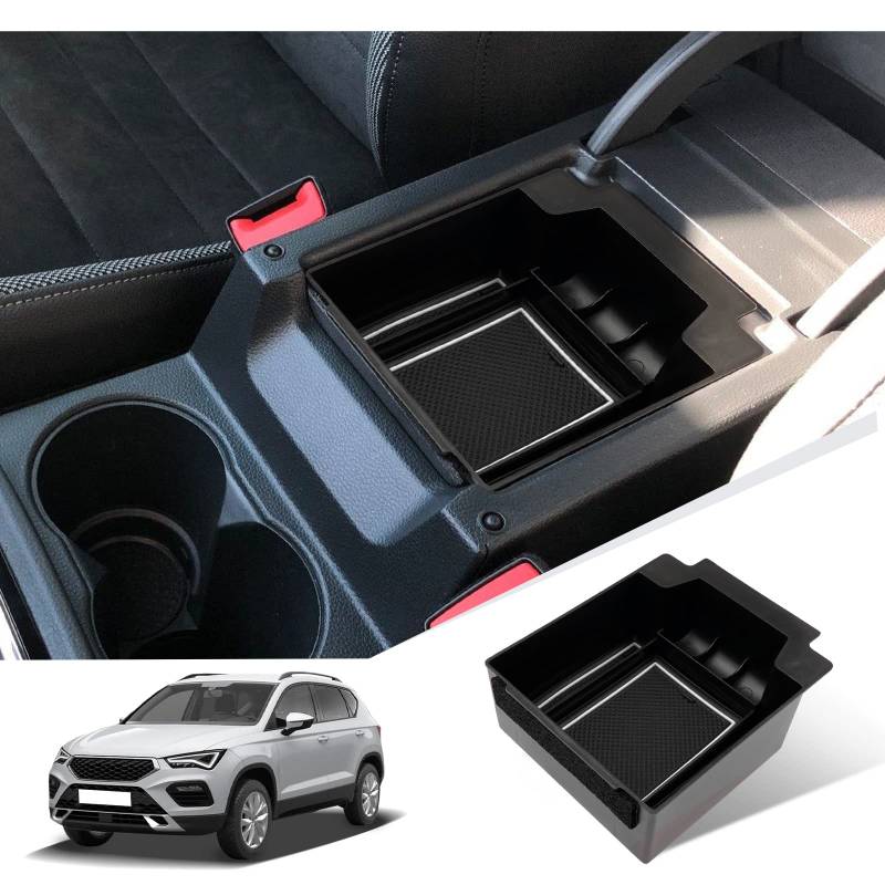 GIUD Kompatibel mit Seat Ateca 2017-2023 Mittelkonsole Organizer Armlehnenablage Tablett Armlehne Aufbewahrungsbox Seat Ateca Zubehör (Weiß) von GIUD