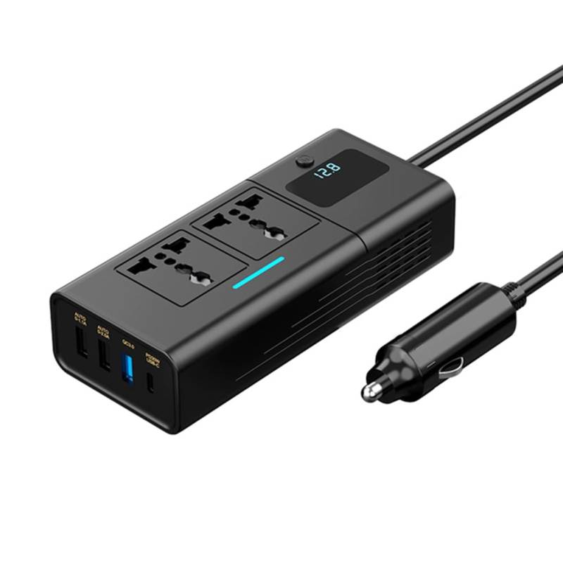 GIWFBQTR 200 W Auto-Wechselrichter DC 12 V auf AC 220 V Wechselrichter PD QC3.0 4 USB-Anschlüsse Dual-Auto-Wechselrichteradapter von GIWFBQTR